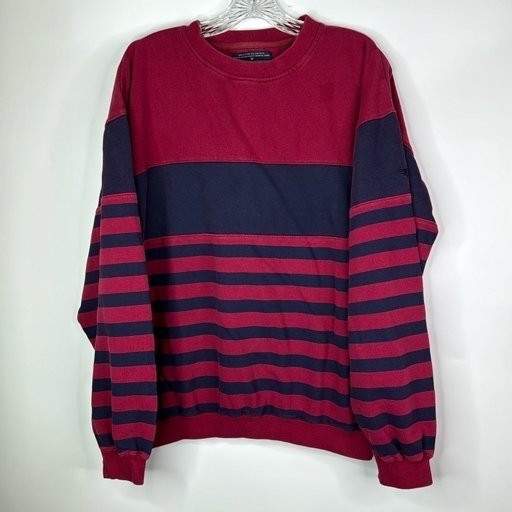 Vintage Dockers Red Blue Striped Crewneck Sweatshirt Size Medium